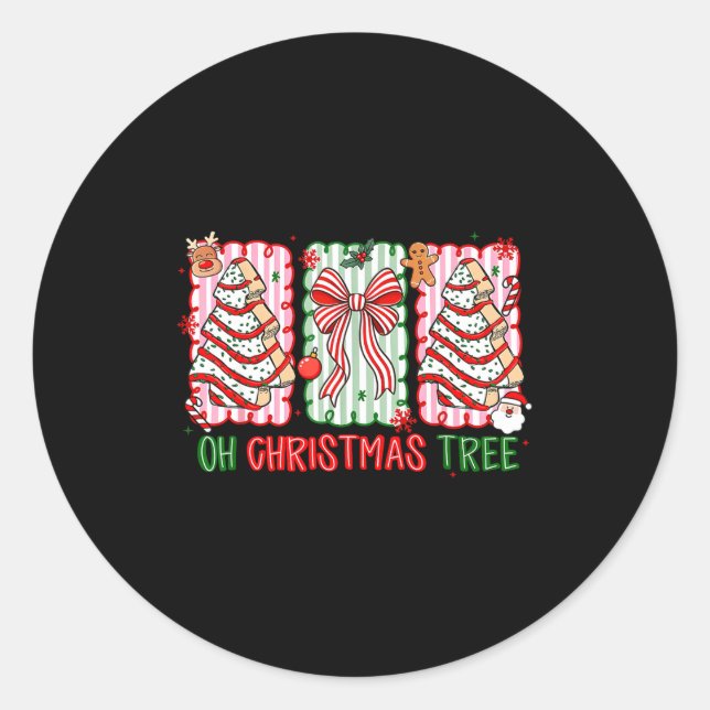 Christmas Tree Cake Funny Quote Oh Christmas Tree  Classic Round Sticker (Front)