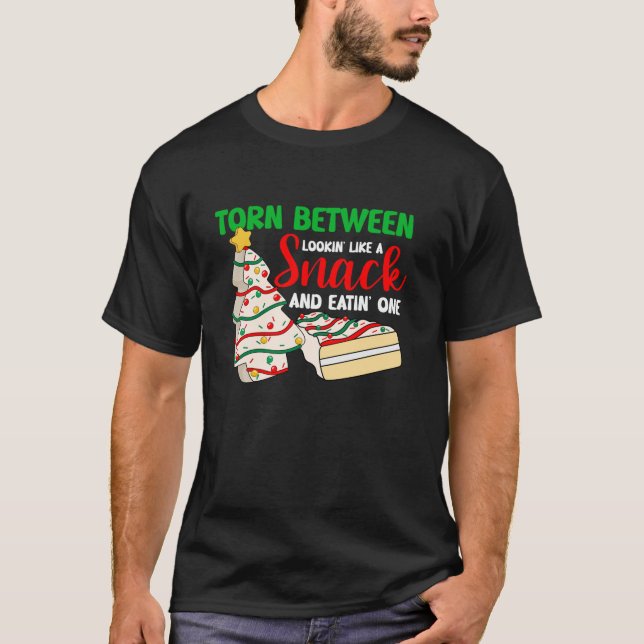 Christmas Tree Cake Pyjamas Torn Between Lookin Li T-Shirt (Front)