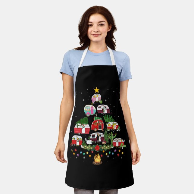 Christmas Tree Camper Vehicles Camping Apron (Worn)