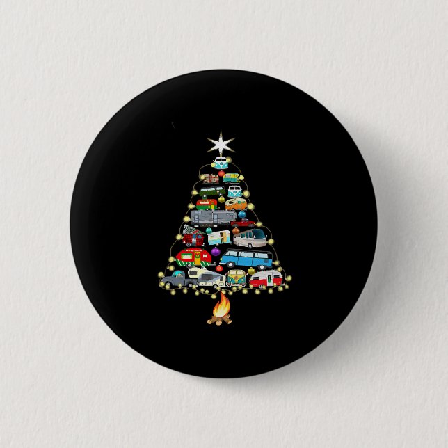 Christmas Tree Camper Vehicles Camping RVing 2 Inch Round Button (Front)