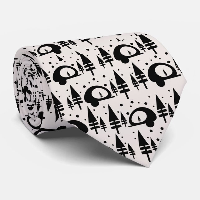 Christmas Tree Camping Repeat Pattern Tie (Rolled)