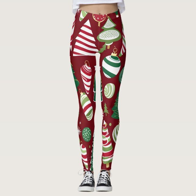 christmas tree candy ornaments leggings (Front)