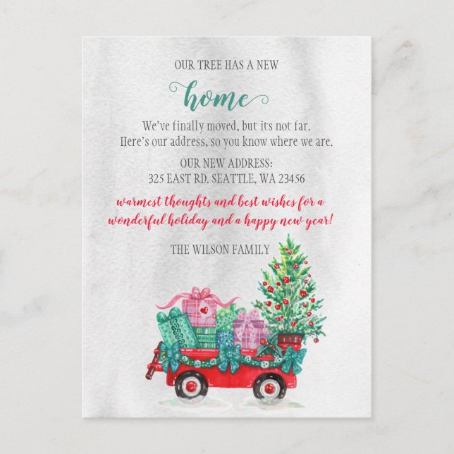 Christmas Tree Cart We've Moved Holiday Moving Postcard (Front)