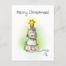 Christmas Tree Cat and Mouse with Shiny Star