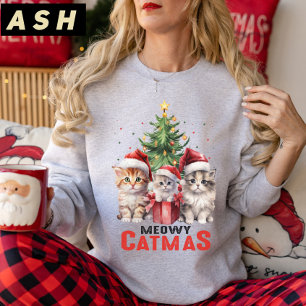 Christmas Tree Cat gift, Meowy Catmas Christmas Sweatshirt