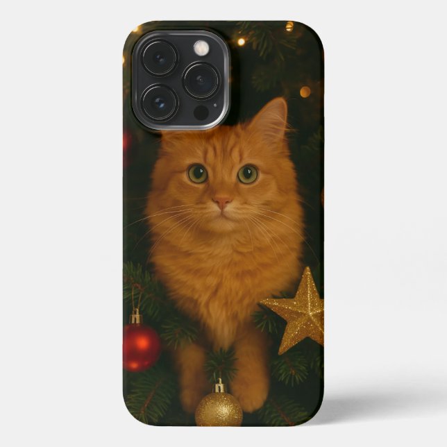 Christmas Tree Cat iPhone 13 Pro Max Case (Back)