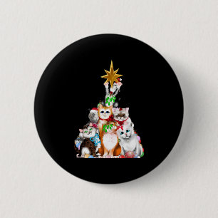 christmas tree cats 2 inch round button