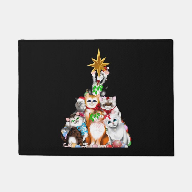 christmas tree cats doormat (Front)