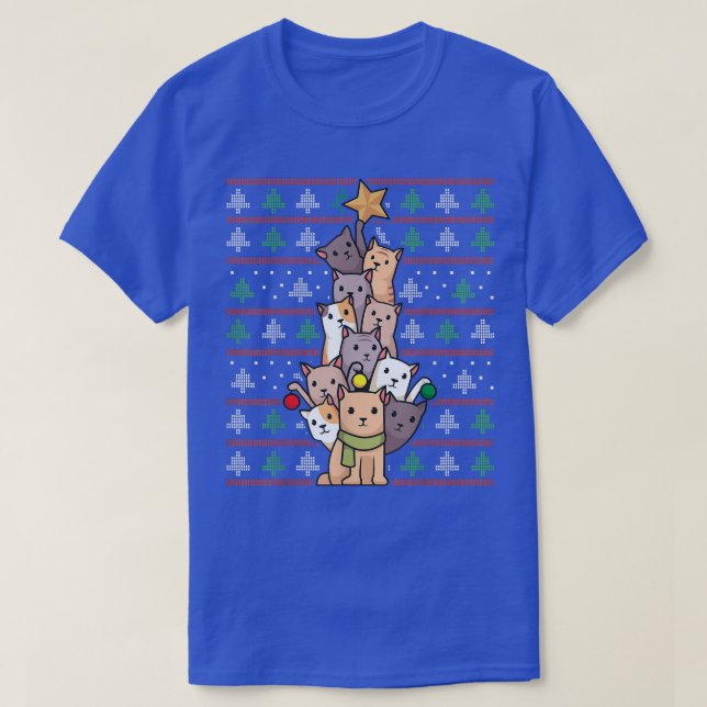 Christmas Tree Cats Funny Christmas Cat  T-Shirt (Design Front)
