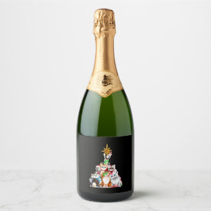christmas tree cats sparkling wine label