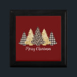 Christmas Tree Cheetah Print Buffalo Plaid Glitter Gift Box<br><div class="desc">A fun trendy Christmas tree cheetah leopard print,  buffalo plaid print gold glitter Christmas gift box.  Personalize it. A great box to put that special present in.</div>