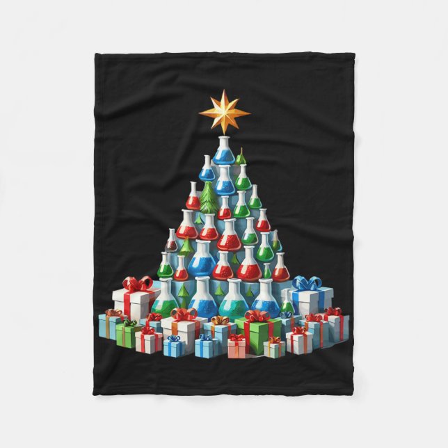 Christmas Tree Chemistry Beaker Scientist Science  Fleece Blanket (Front)