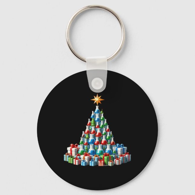 Christmas Tree Chemistry Beaker Scientist Science  Keychain (Front)