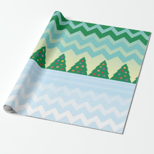 Christmas Tree Chevron Scene Wrapping Paper