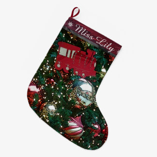 Christmas Tree Chicago Union Station Toy Train Large Christmas Stocking
