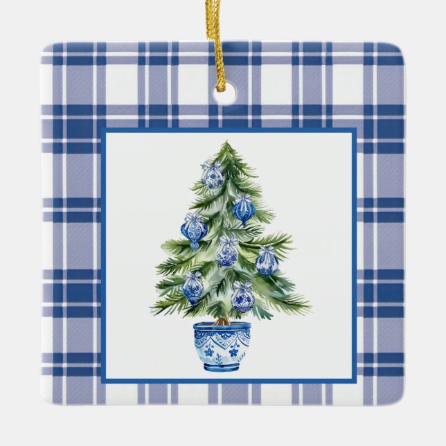 Christmas Tree Chinoiserie Ornaments Ceramic  (Front)