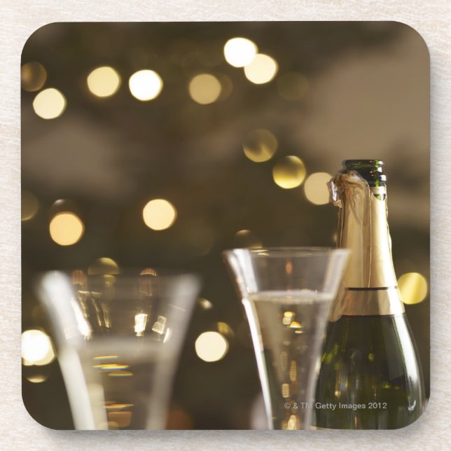christmas tree, christmas lights, champaigne coaster (Front)