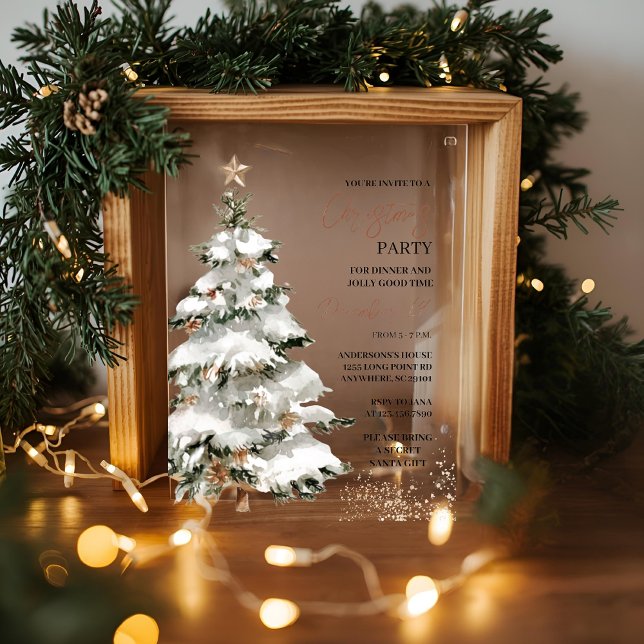 "Christmas Tree Christmas Party | Festive Holiday  Acrylic Invitations (Creator Uploaded)