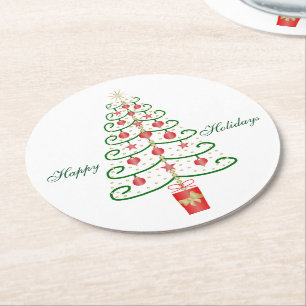 Christmas Tree Christmas Round Paper Coaster