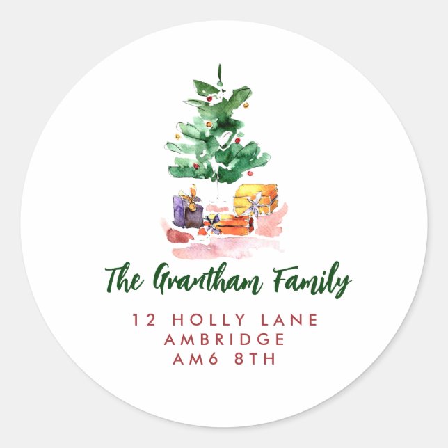 Christmas Tree Circle Return Address Label (Front)
