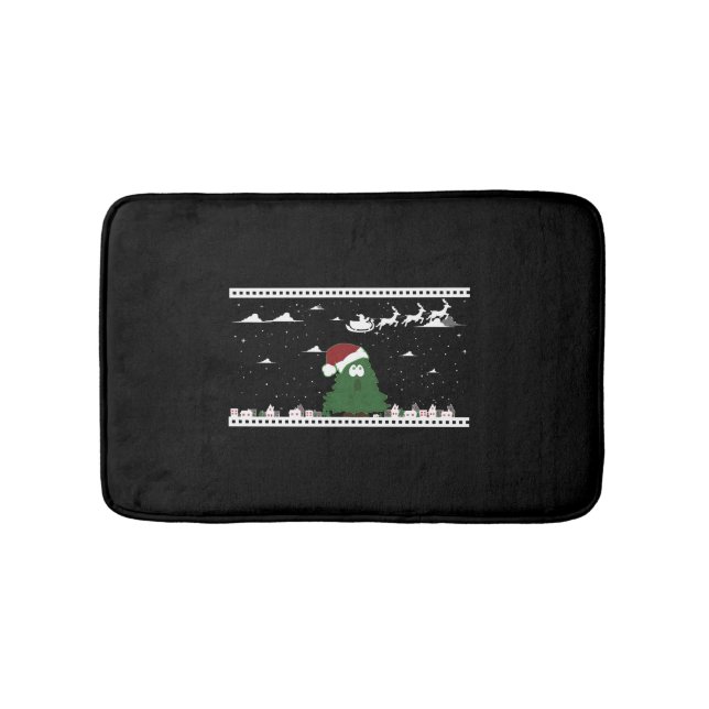Christmas tree city t shirt design for event men bath mat (Front)