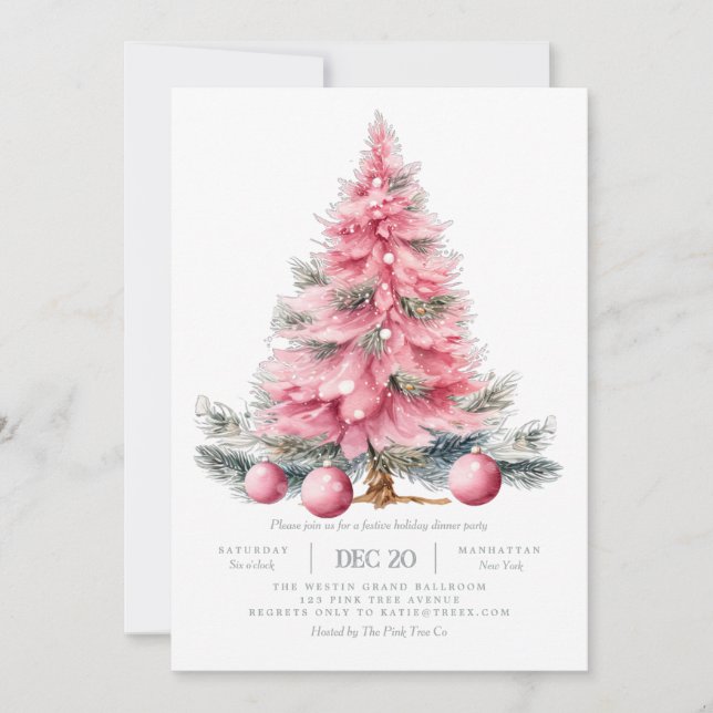 Christmas Tree Classic Holiday Dinner Invitation (Front)