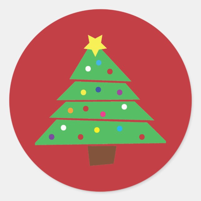 Christmas Tree Classic Round Sticker (Front)