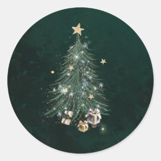 Christmas tree classic round sticker