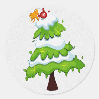 Christmas Tree Classic Round Sticker