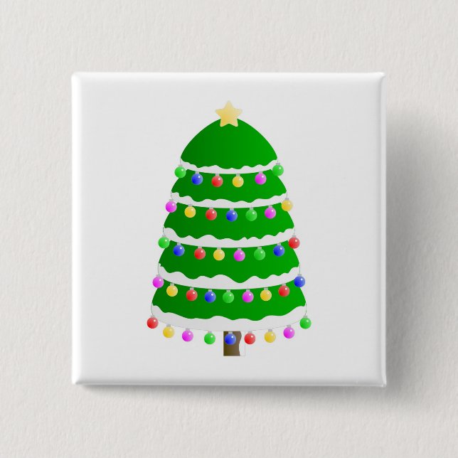 Christmas tree clip art 2 inch square button (Front)
