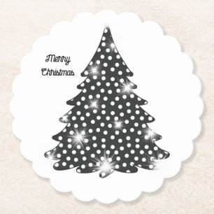 Christmas Tree Coasters Black & White Dots