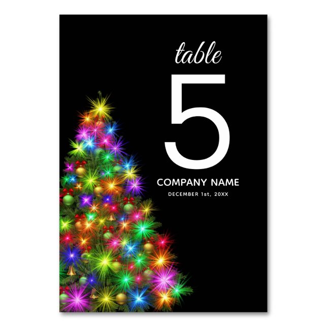 Christmas Tree Colourful Company  Table Number (Front)
