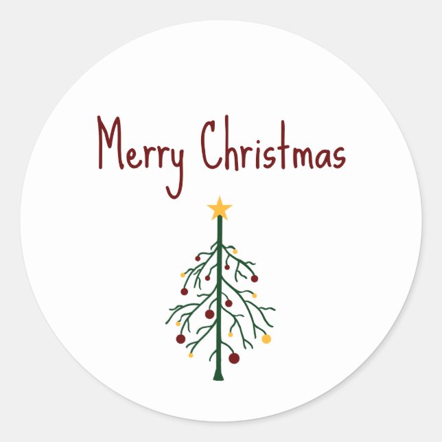 Christmas Tree Colourful Retro Holiday  Classic Round Sticker (Front)