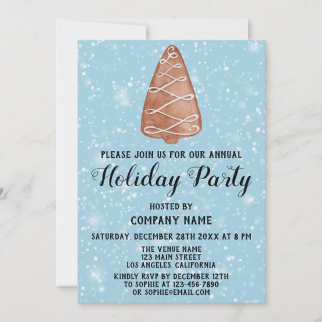 Christmas Tree Company Holiday Party Blue Snow Invitation (Front)