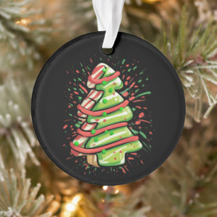 Christmas Tree Cookie Brushstroke Splatter Preppy Ornament