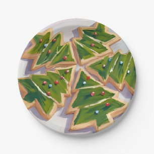 Christmas Tree Cookies Holiday Party Paper Plate