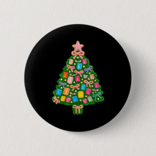 Christmas Tree Coquette Bow Crochet Xmas Pajamas H 2 Inch Round Button