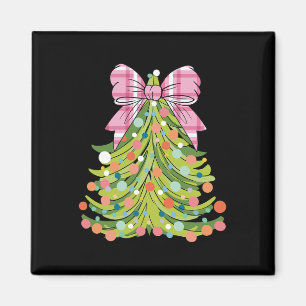 Christmas Tree Coquette Bow Pink Christmas Men Wom Magnet
