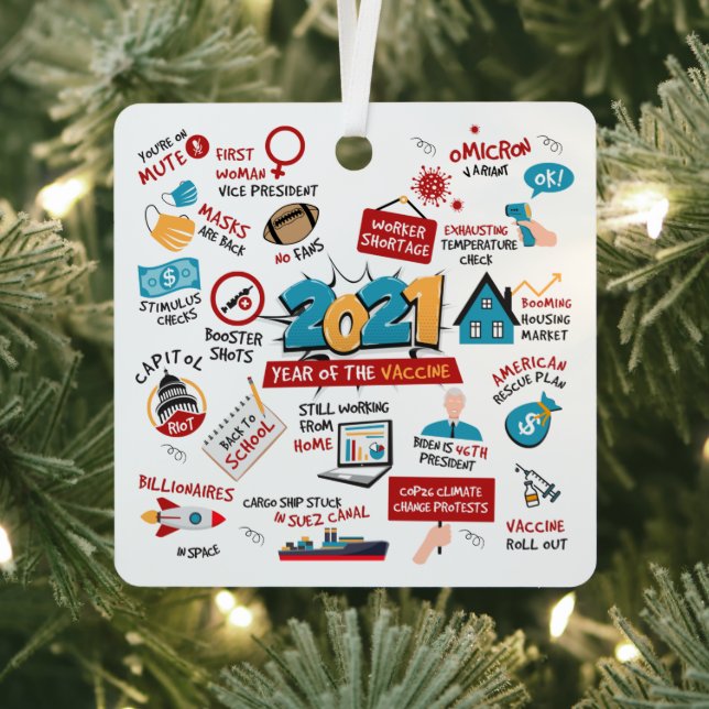 Christmas Tree Covid Vaccine Year Keepsake Metal Ornament (Insitu)