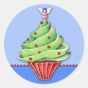 Christmas Tree Cupcake blue2 Sticker