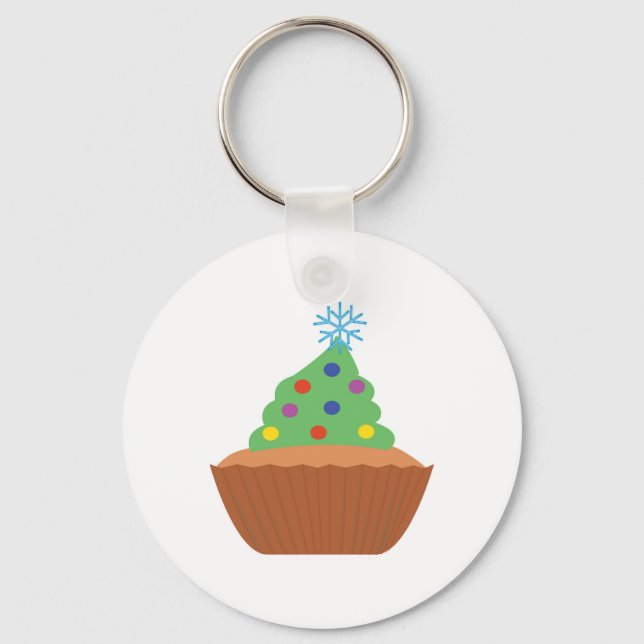 Christmas Tree Cupcake Keychain (Front)