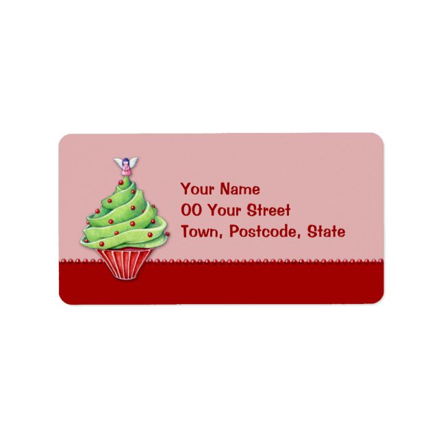 Christmas Tree Cupcake red2 Address Label (Front)