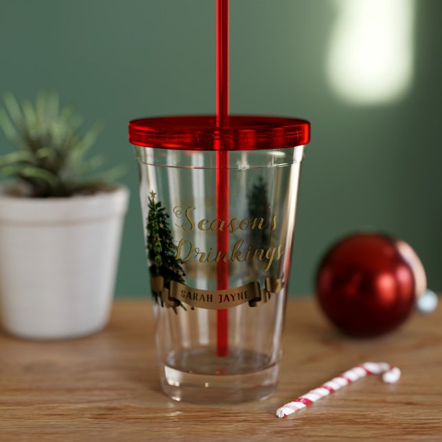 Christmas Tree Custom Name Acylic Tumbler (Add your name to this christmassy tumbler.  Makes a lovely Christmas gift! Have a very merry one!)