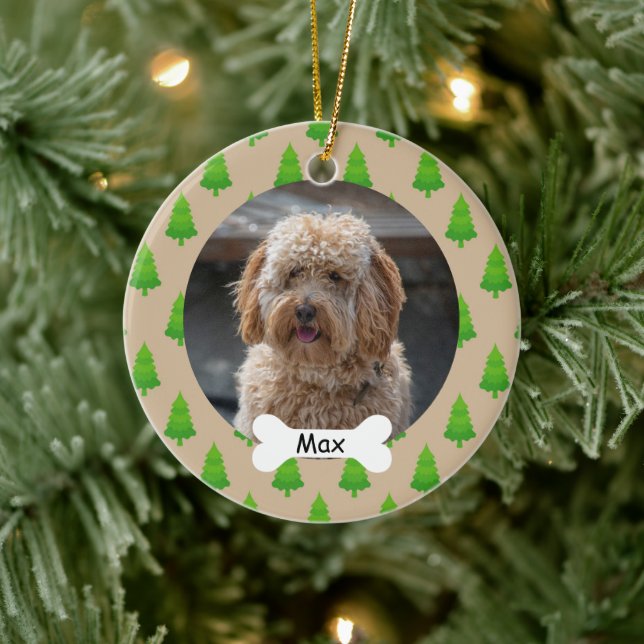 Christmas Tree Custom Pet Puppy Dog Photo Ceramic Ornament (Tree)