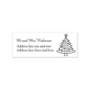 Christmas Tree Custom Return Address Rubber Stamp