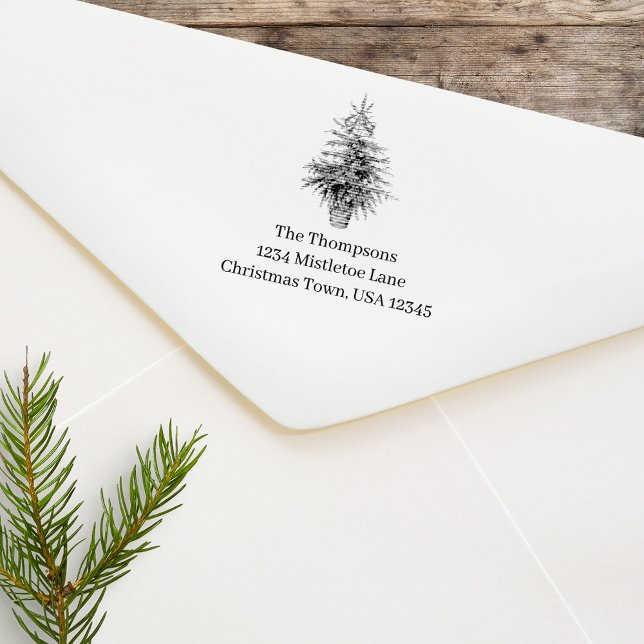 Christmas Tree Custom Return Address Self-inking Stamp (Christmas tree custom return address stamp.)