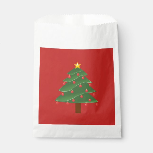 Christmas Tree Custom White Favour Bag (Front)