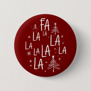Christmas Tree Cute Holiday Fa La La La Cozy 2 Inch Round Button