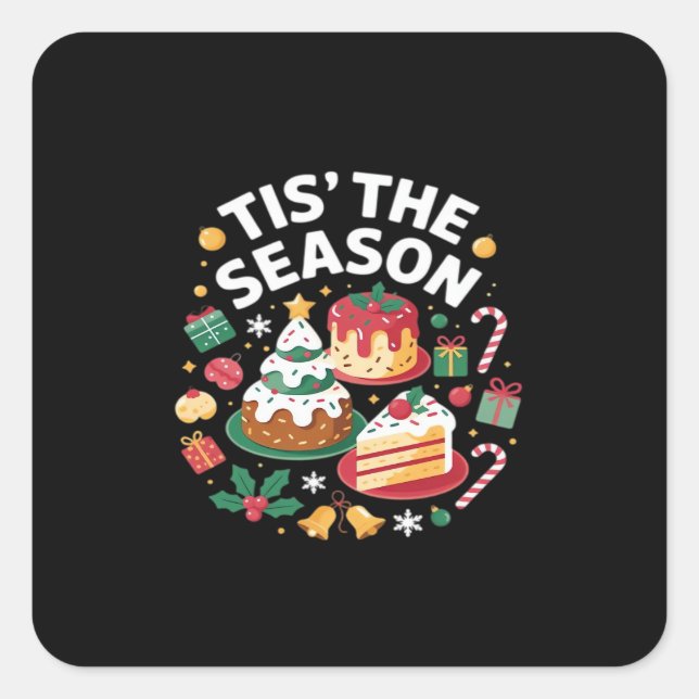 Christmas Tree Cute - Tis The Season Square Sticker (Front)
