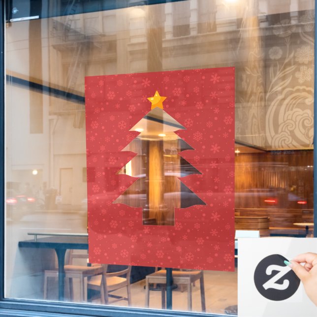 Christmas Tree Cutout with Star  Window Cling (Cafe Window)